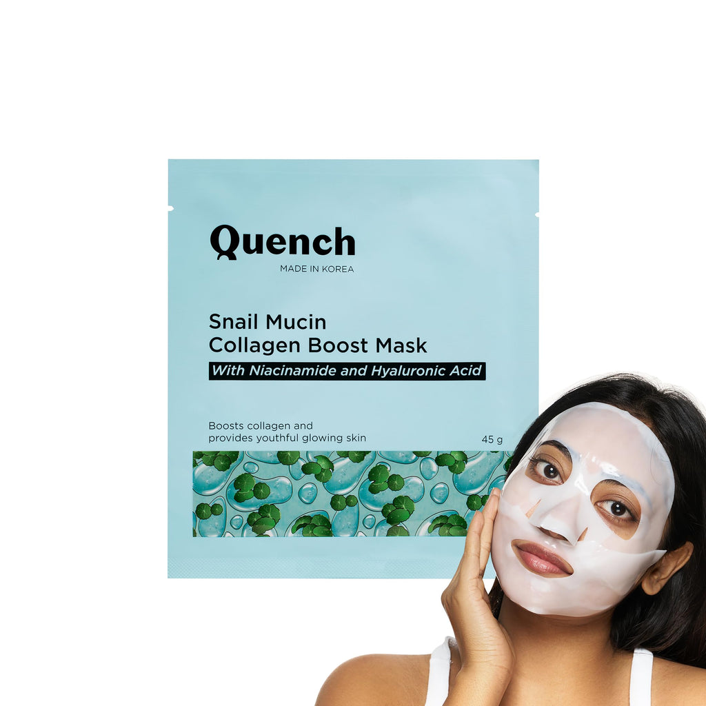 Quench Snail Mucin Korean Collagen Boost Mask with Niacinamide & Hyaluronic Acid for Glass Skin